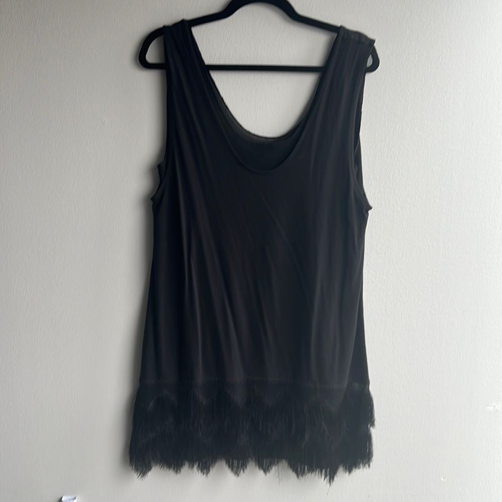 Banana Republic Blank Tunic Tank with Netting and Fringe, Large